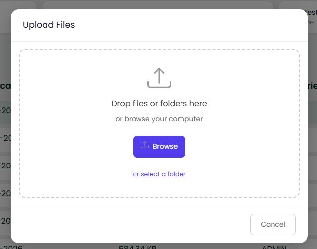 Upload dialog