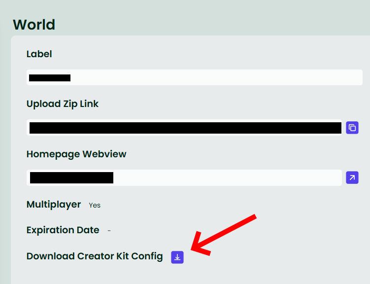 Download Creator Kit Config from the Back Office World panel
