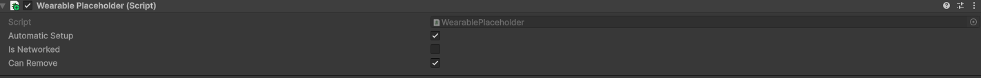 Wearable Placeholder inspector